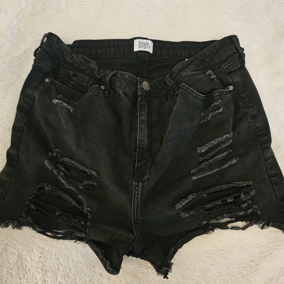 Ripped Black Jean Shorts - Picture 3 of 4